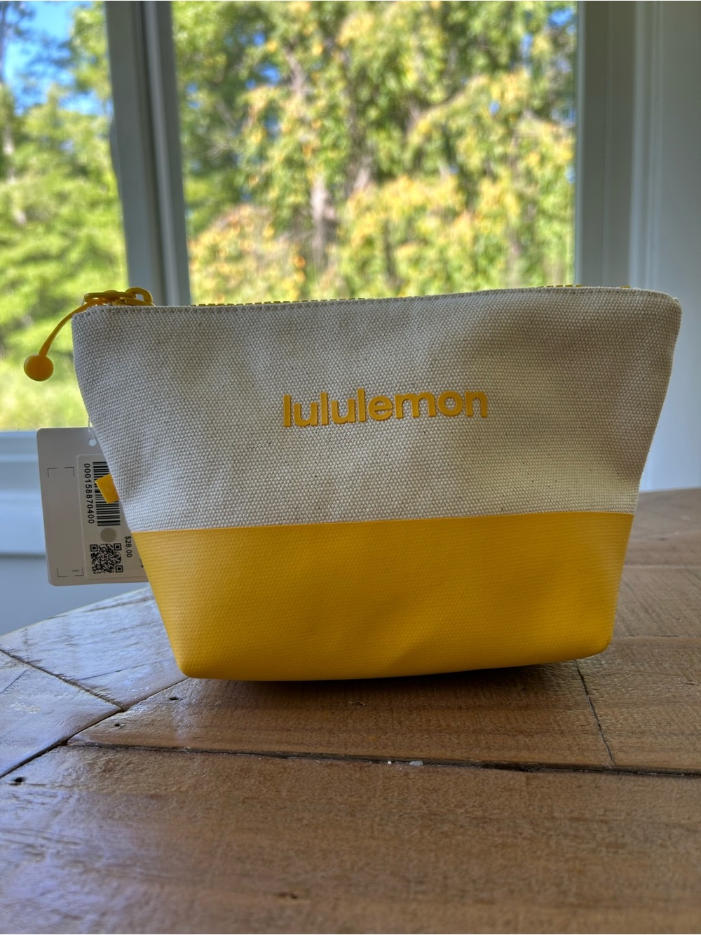 Lululemon Two-Tone Yellow and Cream Canvas Cosmetic Pouch Mini